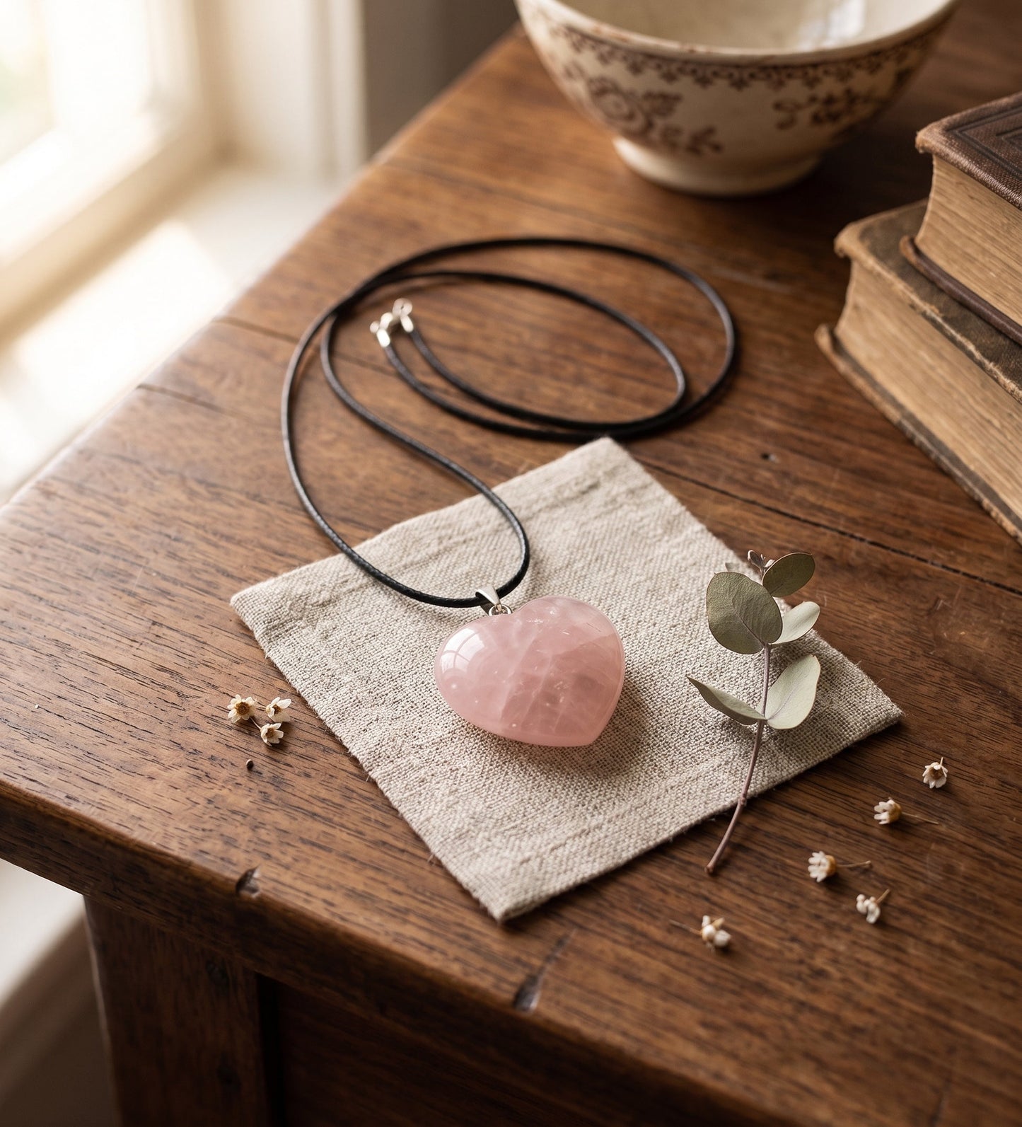 Pembe quartz taşı kolye !